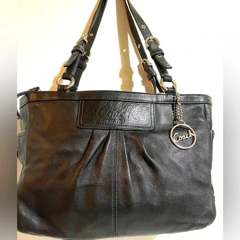 Coach vintage black leather satchel handbag